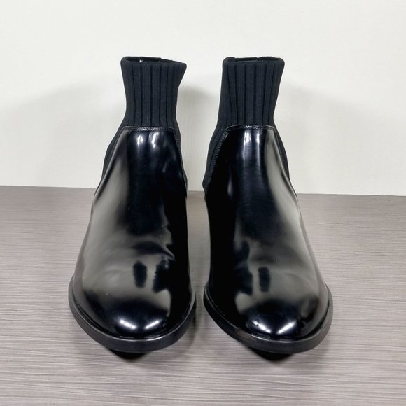 Vince Perlow Ankle Boot, Black Leather & Fabric, Womens Size 9.5 M / 39.5 - Picture 2 of 11